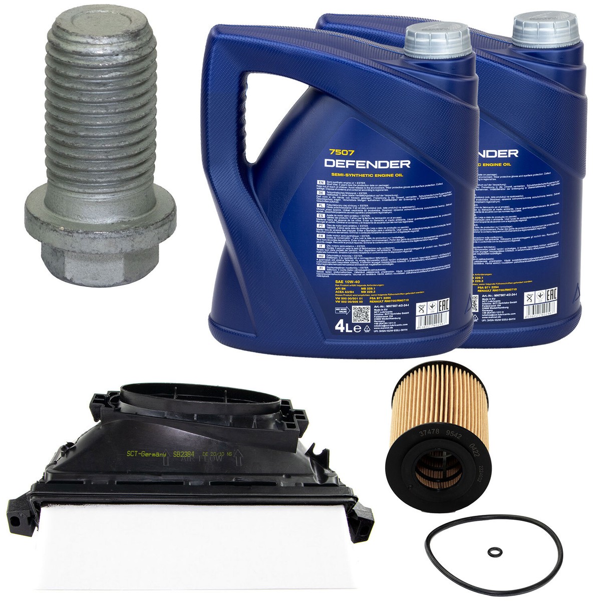 Motoröl Filter Set 10W-40 8 Liter + Ölablassschraube für Mercedes