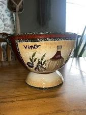 Parini Colander/Strainer Ceramic with Beautiful Colors a Taste of Tuscany Olive