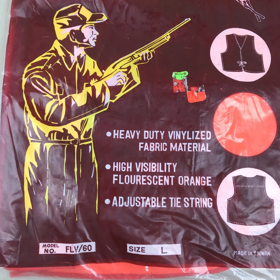 SEAWAY Vintage Hunting Vest Large High Visibility Fluorescent Orange Adjustable - Image 4 of 4