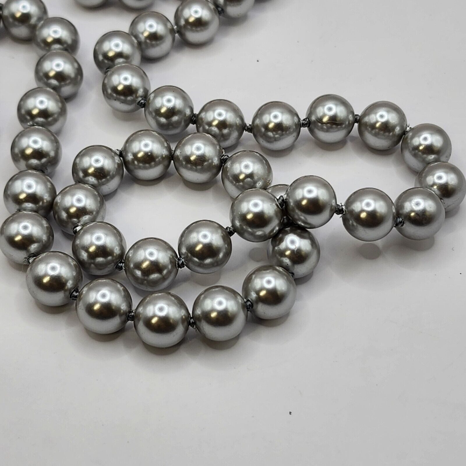 Monet Necklace Silver Tone Ball Signed 32" - image 6