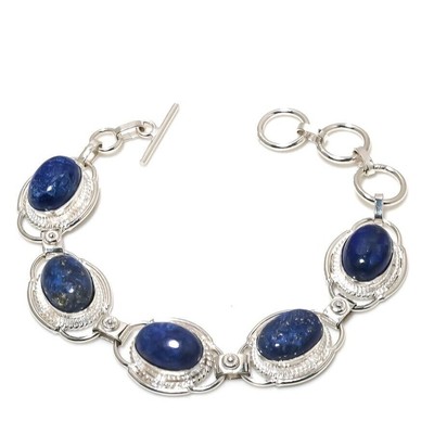 Bracelet En Argent 925 Fait Main Avec Turquoise - Réglable - Fabriqué En Inde
