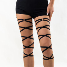 Women's Fashion Jewelry Multilayer Black Silver Leg Thigh Chain Garter 382