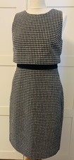 J Crew Dress Wool Blend Hounds tooth Sleeveless Shift Pockets Work Office UK 10