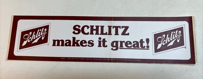Vintage Schlitz Beer Schlitz makes it great! 1979 Bumper Sticker NOS
