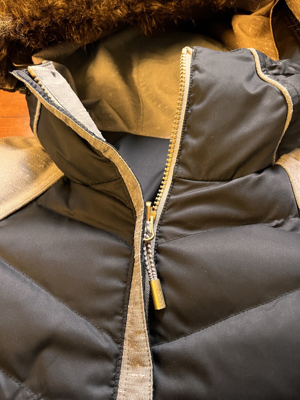 Lole Shine Meteor REVERSIBLE Black/Gray PrimaLoft Insulated Hood Winter Jacket S