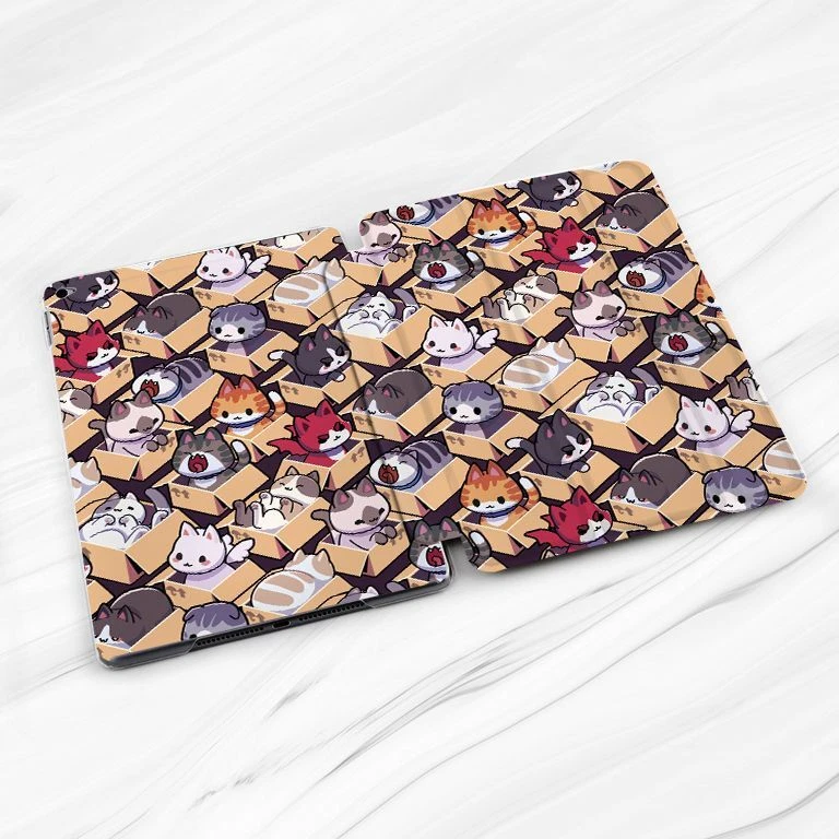 Cute Cats Boxes Kawaii Animal Case For iPad 10.2 Air 3 4 5 Pro 9.7 11 12.9 Mini - Image 2 of 4