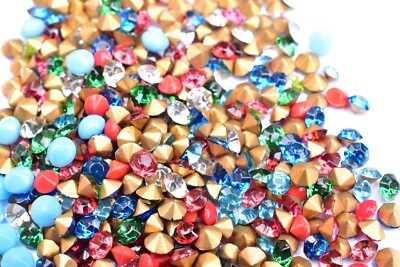 Spitz hinten rund Kristalle Edelsteine Steine Glas Chatons Strass 20g sortiert