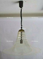 Lampadario Piatto Tromba Plexiglass PVC Vintage'70 pop Design Spirale funk-1UT