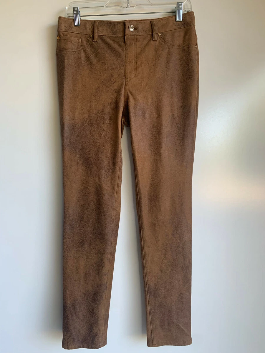 brown suede skinny pants