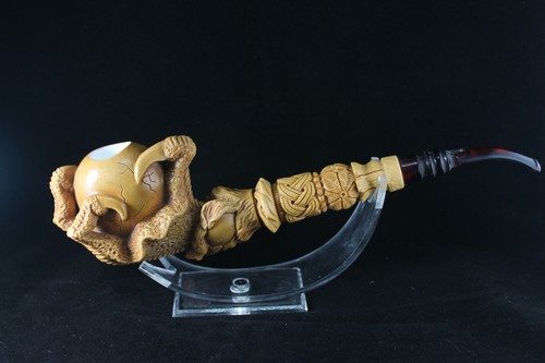 Large Brown Eagle's Claw Meerschaum Pipe, 100% Solid Block Meerschaum, Claw Pipe - Picture 11 of 12