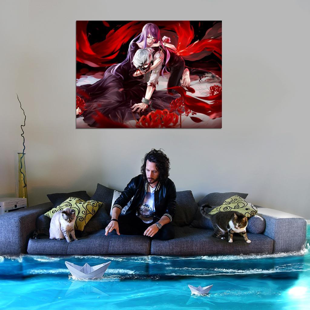 V6481 Tokyo Ghoul Ken Kaneki Kamishiro Rize Anime Decor WALL