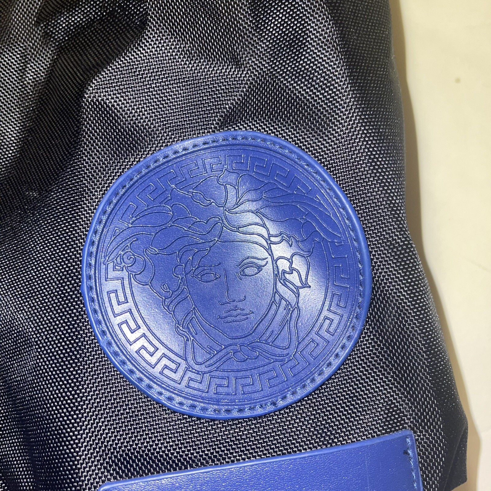Versace Parfum Drawstring Backpack Blue Black Med… - image 3