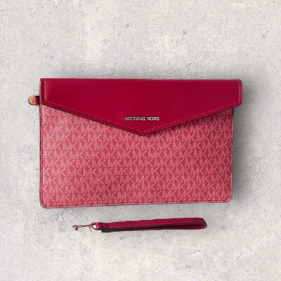 Michael Kors MK Tasche Clutch Portmonee Geldbeutel Jet Set Maisie Rot NEU
