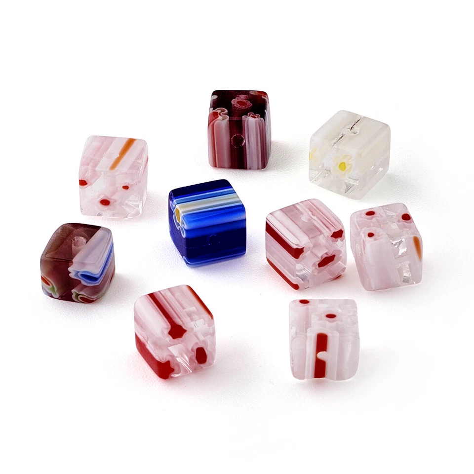 20pcs Colorful Handmade Milleriori Glass Beads Cube Lampwork Tiny Beads 6x6mm - Image 4 of 4