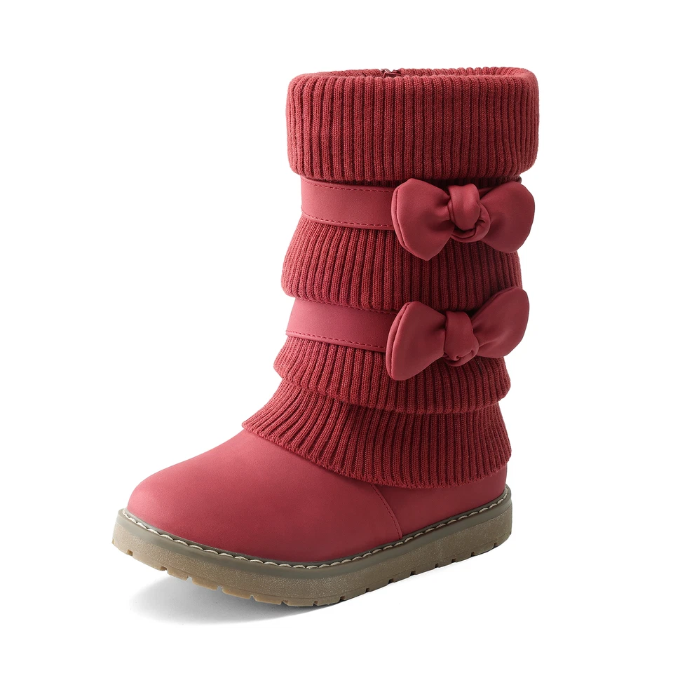 Niños Niñas Invierno Botas para Nieve Lazo-Nudo Piel Sintética Forradas Medio Pantorrilla Botas Foto 3 de 4