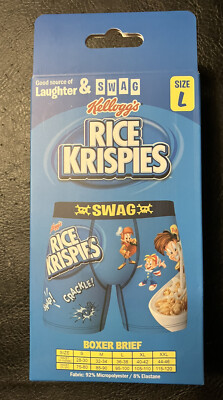 KELLOGG S RICE KRISPIES BOXER BRIEFS Swag LARGE L silky Snap Pop NEW sealed NIB