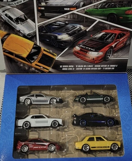 Toyota Supra Honda Civic SI Datsun 510 Hot Wheels 2025 Silver Series JDM 6pk '82 Foto 2 de 4