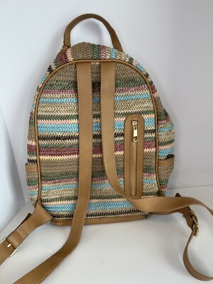 Tommy Bahama Multicolor Straw Medium Backpack Tommy Bahama Straw Multi Color Stripe Backpack | eBay main image 3