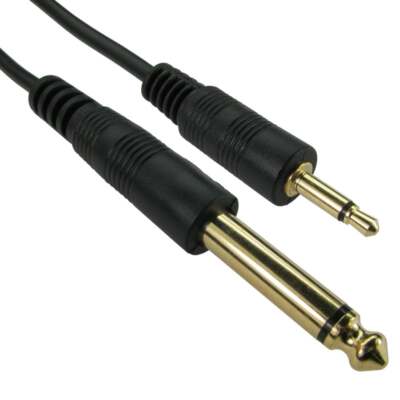 6,35 mm Klinke auf 3,5 mm Klinke Mono Audio Kabel vergoldet Musik Instrument Pro Gear