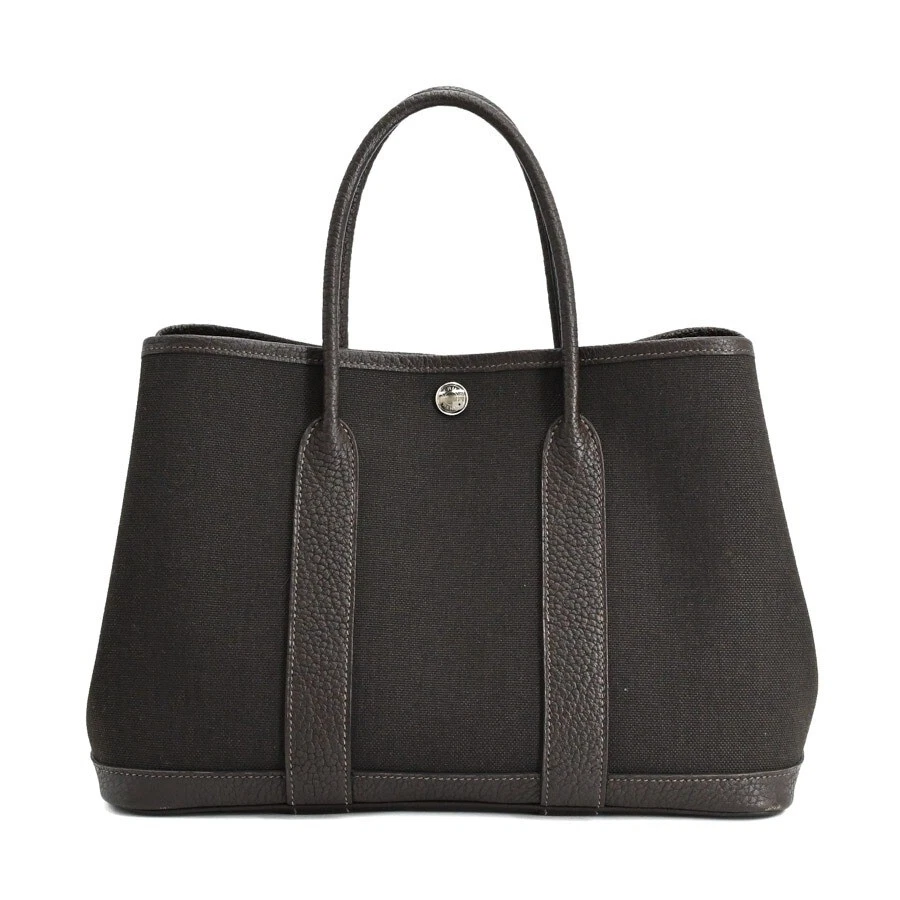 HERMÈS Borsa tote HERMES Garden Party TPM tote bag toilette militare marrone scuro autentica