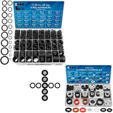 ZDBB 135Pcs 16 Size Plumbing Rubber Washers and 1120 Pcs 24 Size O Rings Assortm