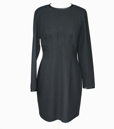 Chevonne Vintage Sheath Dress Size 12 Black Long Sleeve Short Polyester