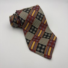 Ermenegildo Zegna Silk Tie Vintage Geometric Pattern 3.5" x 58" Preppy Classic