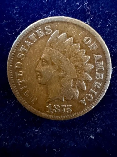 1875 1C BN Indian Cent Nice Tone Very Good Details Liberty Slightly Worn