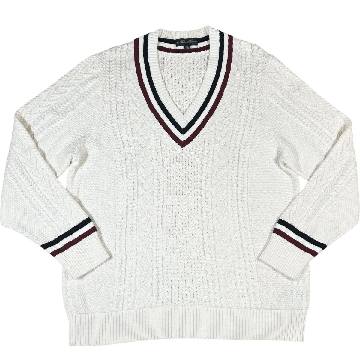 BROOKS BROTHERS Tennis Sweater Size XXL Supima Cotton Cable Knit V