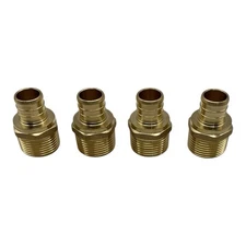 (4 Pack) 1/2" Hose Barb X 1/8" MALE NPT Brass Pipe Fitting NPT Thread + Clamps