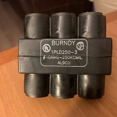 Burndy 1PLD250-3 Multi-Tap 3 Port Connector, AL9CU, #10-250KCMIL, Open Package