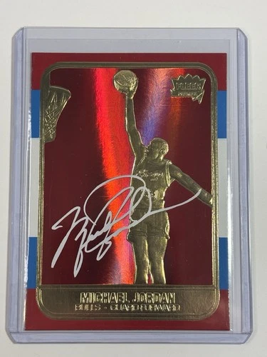 1997 Fleer Premier Michael Jordan 23kt Gold RED facsimile Signature Serial #’d!