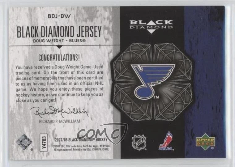 2007-08 Upper Deck Black Diamond Jerseys Dual Ruby /100 Doug Weight #BDJ-DW - Image 2 of 2