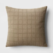 Oversized Woven Washed Windowpane Square Throw Pillow