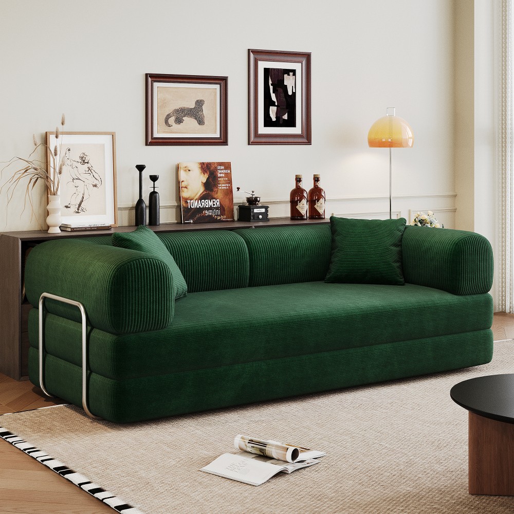 78.8" Compression Sofa Convertible Floor Sofa Bed Futon Couch Sleeper Bed Green