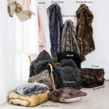 Luxury Plush Faux Fur Throw Blanket Long Pile Brown with Black Tipped Blanket...