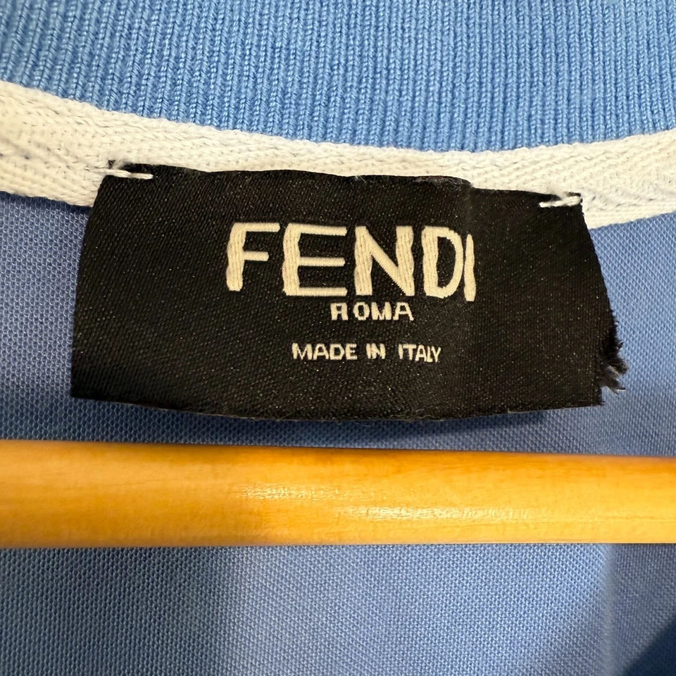 Camisa Fendi Para Hombres Grande Roma Malla Cuello en V Amarillo Azul Blanco Hockey Diseñador Camiseta Foto 4 de 4