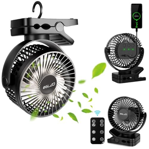 ELZO 12000mAh Camping Fan, USB Desk Fan Rechargeable  Assorted colors 