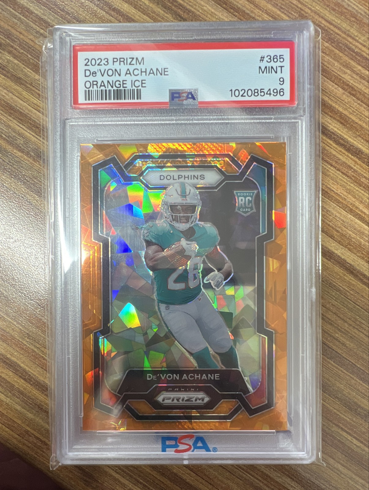 2023 Panini Prizm - Rookies De'Von Achane #365 Orange Ice Prizm (RC)