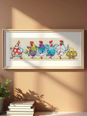 RIOLIS gezähltes Kreuzstich-Set 2266 Cluck-Cluck?!!! Entzückende bunte Hühner