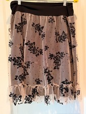 Black Lace Overlay Velvet Skirt with Lace Trim Whimsy Goth, Fairy Witchy Size M