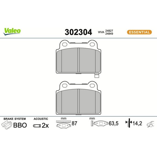 Valeo 302304 Bremsbelagsatz FüR Mitsubishi Lancer CY A CZ A-image
