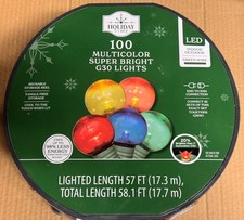 NEW HOLIDAY TIME 100 MULTICOLOR LED Super Bright G30 Lights Green Wire 58.1'