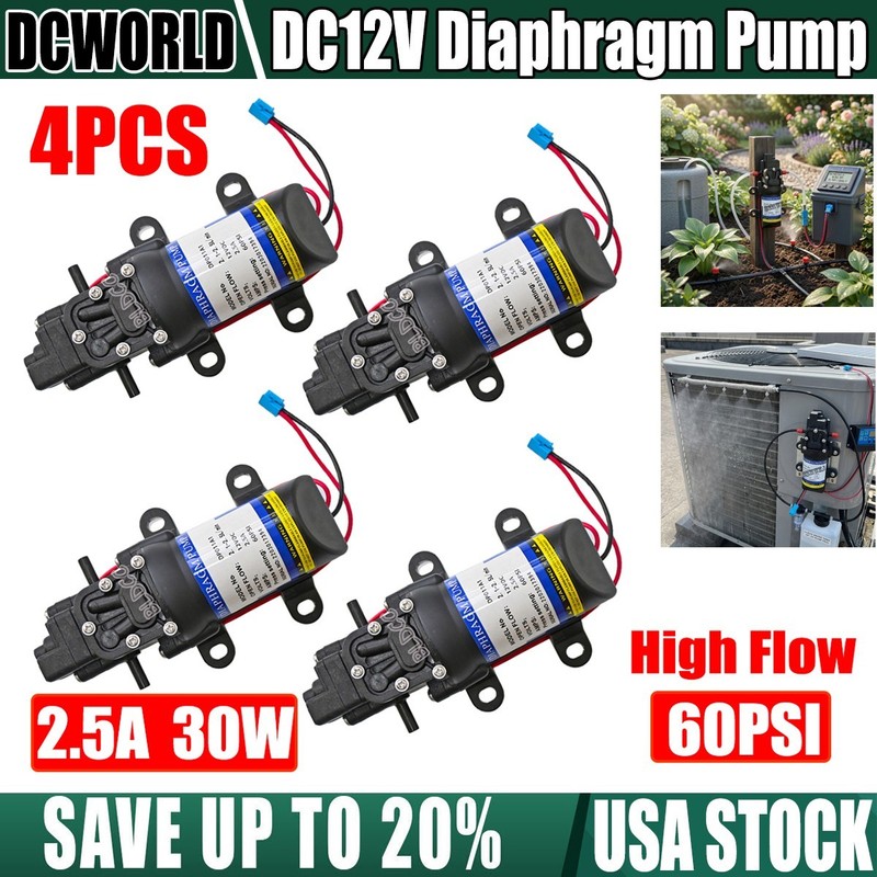 4PCS DC12V Misting Pump Micro 60PSI Self Priming Sprayer Diaphragm Water Pump DW