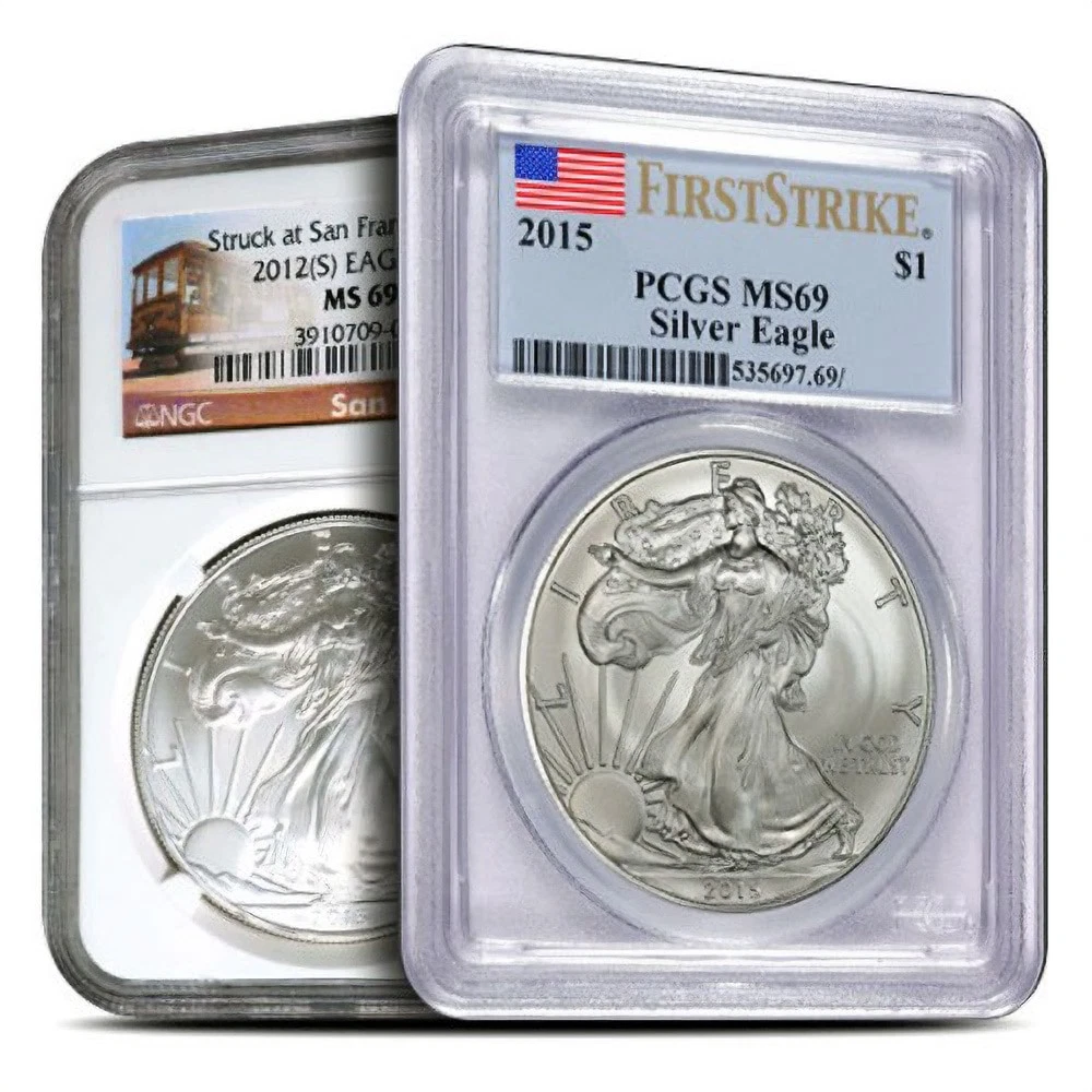 American Eagle MS 69 PCGS Certified Silver Bullion Coins for sale
