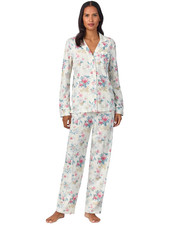 NWT Lauren Ralph Lauren Logo Ivory Floral Cotton Blend Jersey Pajama Set sz L