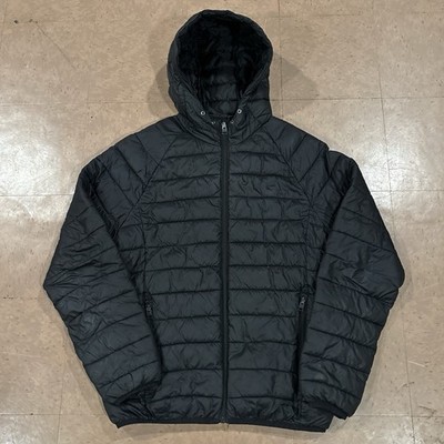 Bershka Lightweight Hooded Puffer Jacket in Black