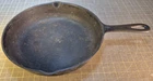 Vintage BSR Cast Iron Skillet NO. 6, 9 3/8", Flat, Tear Drop Handle  f