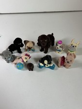 Kitty  Puppy In My Pocket Lot of 10 Vintage Dog  Cat Toy Flocked Figures