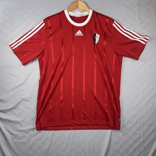Vintage Adidas RAP United Soccer Jersey #15 Red White Striped Size L 2002